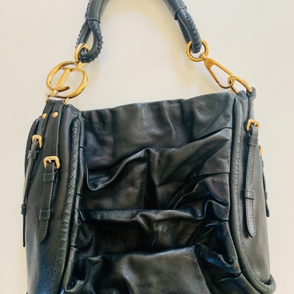 Christian Dior Black Pleated Hobo Bag - Picture 1 of 5